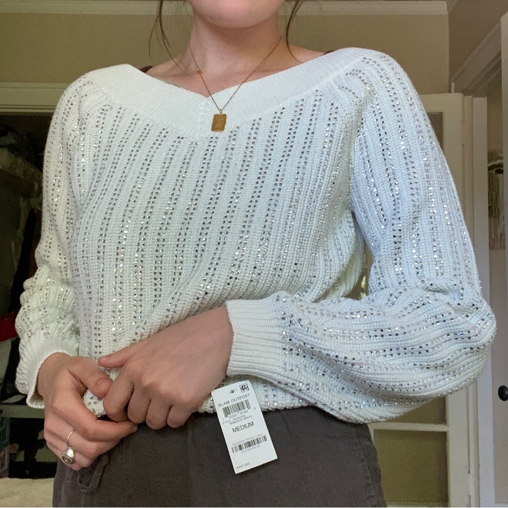 Thick cream sweater with sequins!
